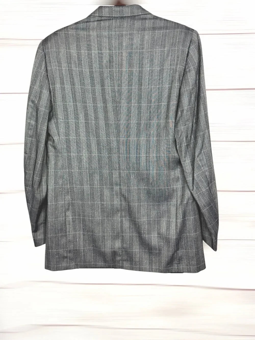 Pietrovanni Italy Wool Silk Suit Jacket Blazer Gray Blue EUR 52L US 42L